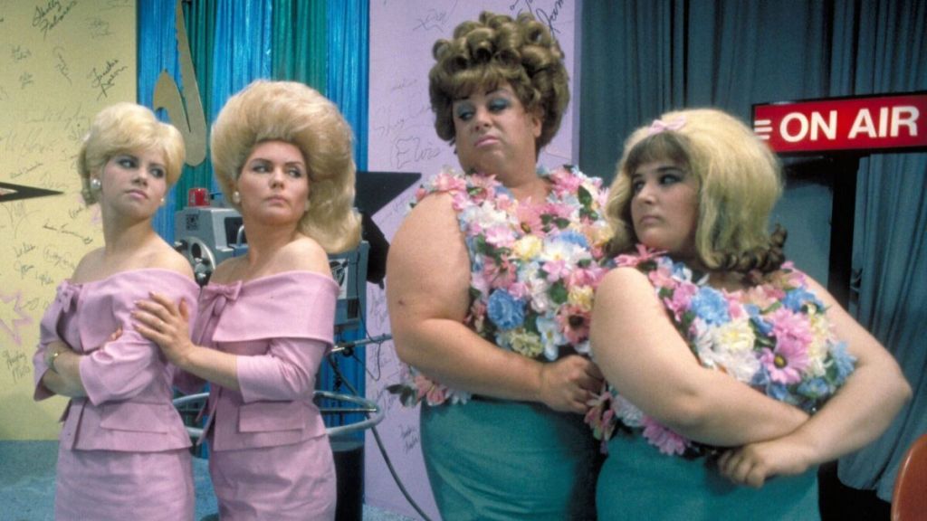 Ricki Lake, Divine, Debbie Harry, and Colleen Fitzpatrick in Hairspray.